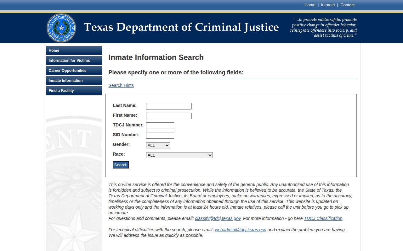 TDCJ search for Mills County released inmates and discharge records